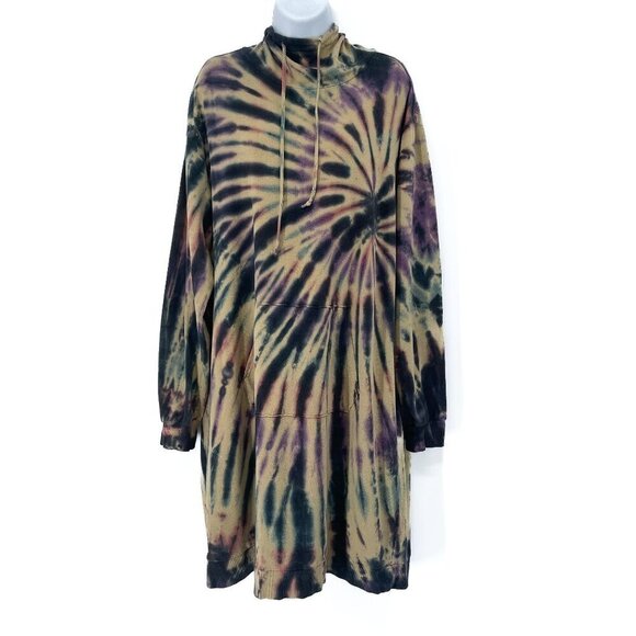 Torrid French Terry Tie Dye Hoodie Dress Sweatshirt Midi Plus Size Size 1 - Picture 3 of 11